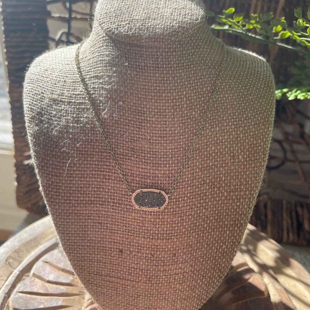Elisa Gold Pendant Necklace in Platinum Drusy
